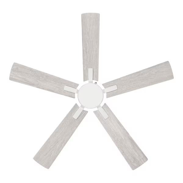 Grantway 48 in. Indoor/Covered Outdoor Matte White Low Profile Ceiling Fan Without Light with Pull Chain Included