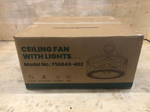 17 in. Indoor Black Ceiling Fan Farmhouse Caged Ceiling Fan with Lights and Remote Enclosed Ceiling Fan