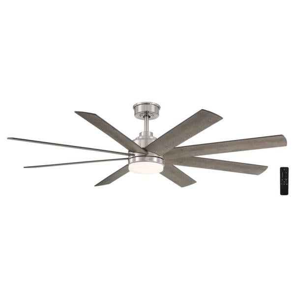 Celene II 62 in. Indoor/Outdoor Brushed Nickel Ceiling Fan w/ White LED & Remote