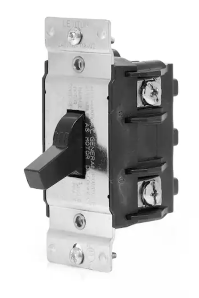 40 Amp 600 Volt Industrial Grade Double Pole Single Phase AC Manual Motor Controller Toggle Switch - Black
