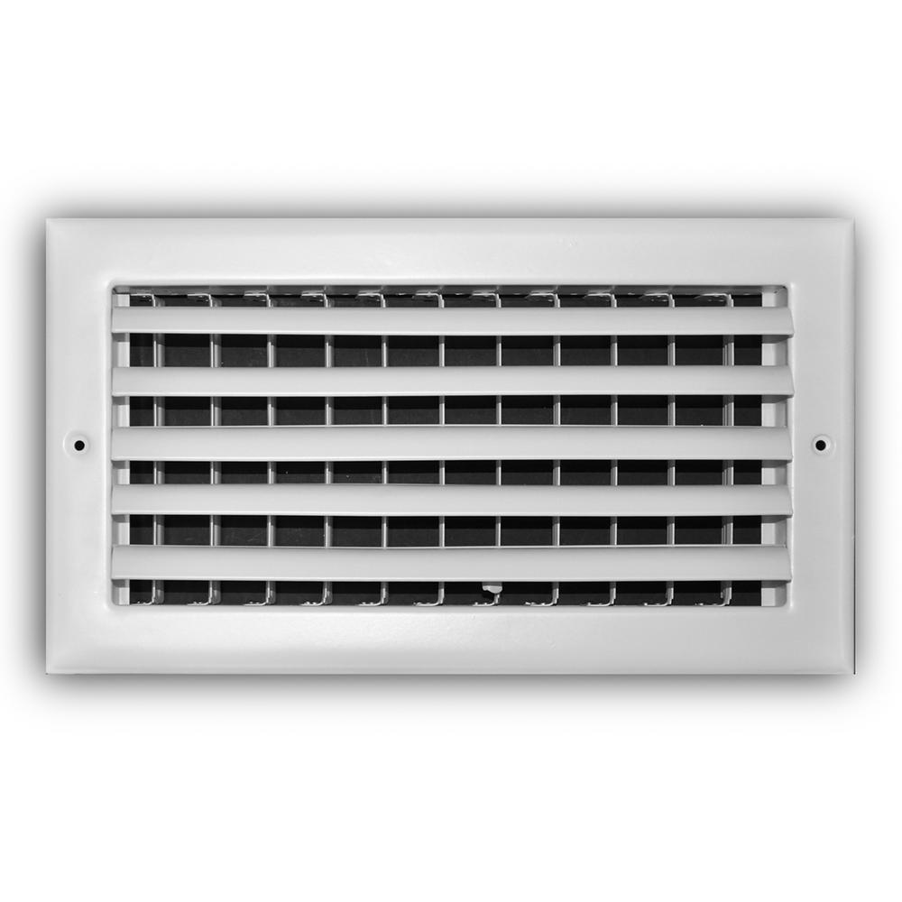 Everbilt 12 in. X 6 in. 1-Way Steel Adjustable Curved Blade Wall/Ceiling Register in White, Powder Coat White