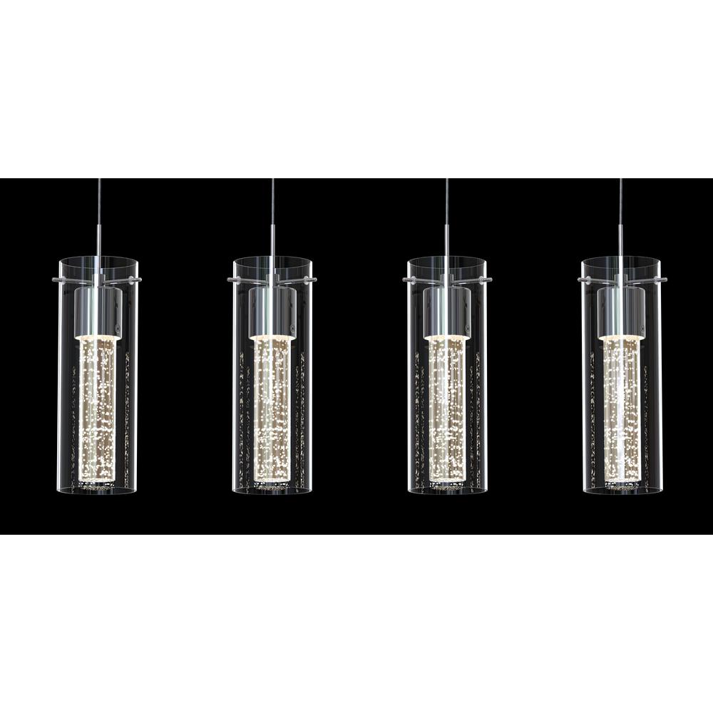 Artika Essence 27-Watt 4 Light Chrome Modern Integrated LED Pendant Light Fixture for Dining Room or Kitchen