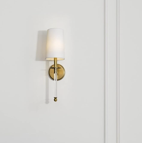 Z Lite 808-1S-RB-WH 6 in. Mila Rubbed Brass Wall Sconce Light