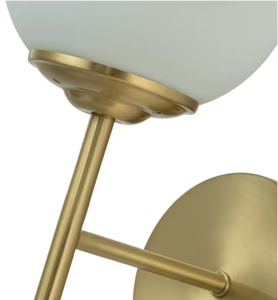 Nimbus 1-Light Cone-Shaped in Brushed Brass Gold Finish Bedroom Hallway Wall Sconce with Globe Milk Glass