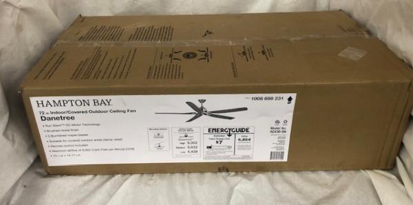 Danetree 72 in. Indoor/Outdoor Brushed Nickel Ceiling Fan with Hand Carved Wood Blades and Remote Control Included