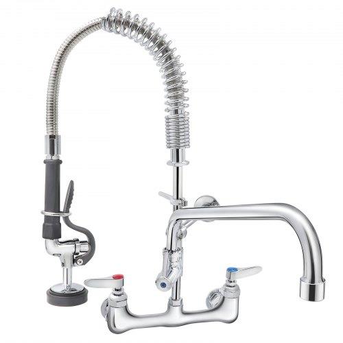 Vevor 8 in. Commercial Faucet with Pre-Rinse Sprayer Brass
