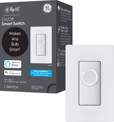 C by GE on/Off 3-Wire Smart Switch - Works with Alexa + Google Home Without Hub Button Style Smart Switch Single-Pole/3-Way Replacement White
