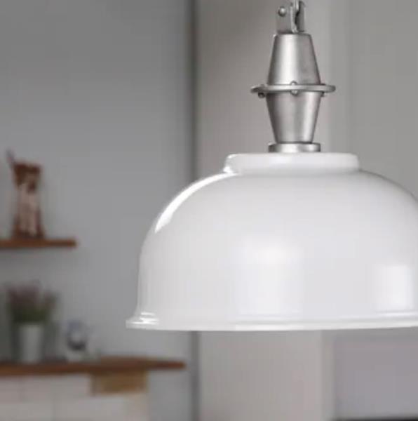 Progress Lighting Impress Collection White Industrial dome LED Hanging Pendant Light