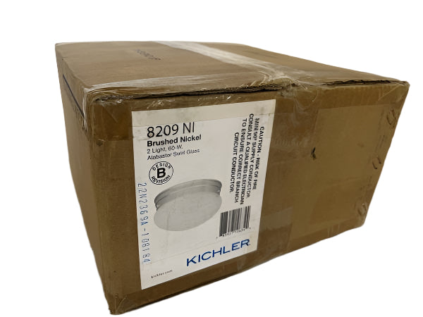 KICHLER Ceiling Space 9.25 in. 2-Light Brushed Nickel Traditional Hallway Flush Mount Ceiling Light with Alabaster Swirl Glass