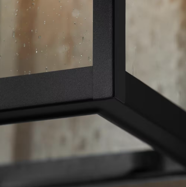 Home Decorators Collection Havenridge 19 in. 1-Light Matte Black Hardwired Outdoor Wall Light Lantern Sconce with Seeded Glass (1-Pack)