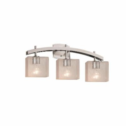 Justice Design Group FSN-8593-55-SEED Fusion 3 Light 26" Wide Bathroom Vanity Light with Rectangle Seeded Shades Brushed Nickel Indoor Lighting