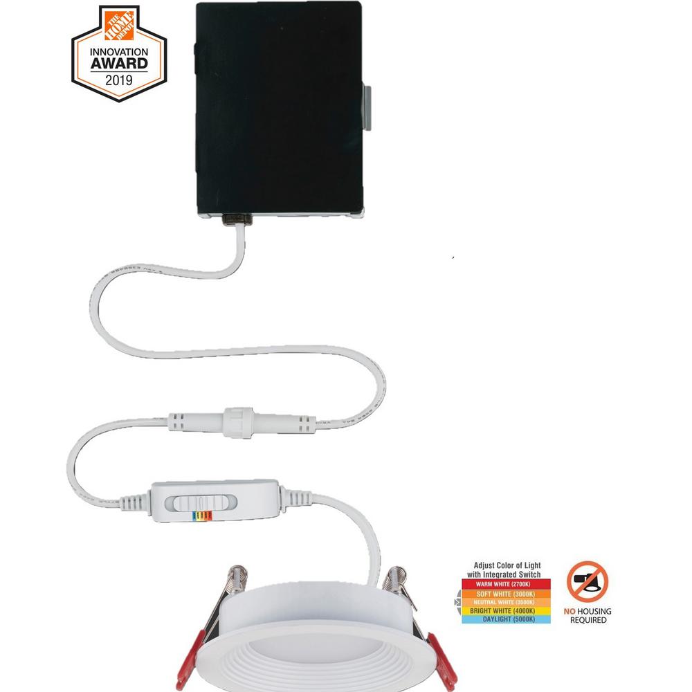 Commercial Electric Slim Baffle 3 in. Adjustable CCT Canless New Construction & Remodel IC Rated Indoor/Outdoor LED Recessed Light Kit