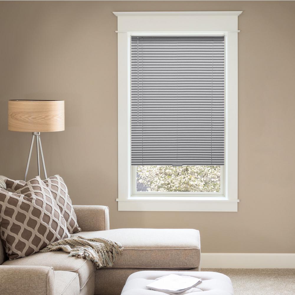 Hampton Bay Gray Cordless Room Darkening Vinyl Mini Blinds with 1 in. Slats-36 in. W X 72 in. L (Actual Size 35.5 in. W X 72 in. L)