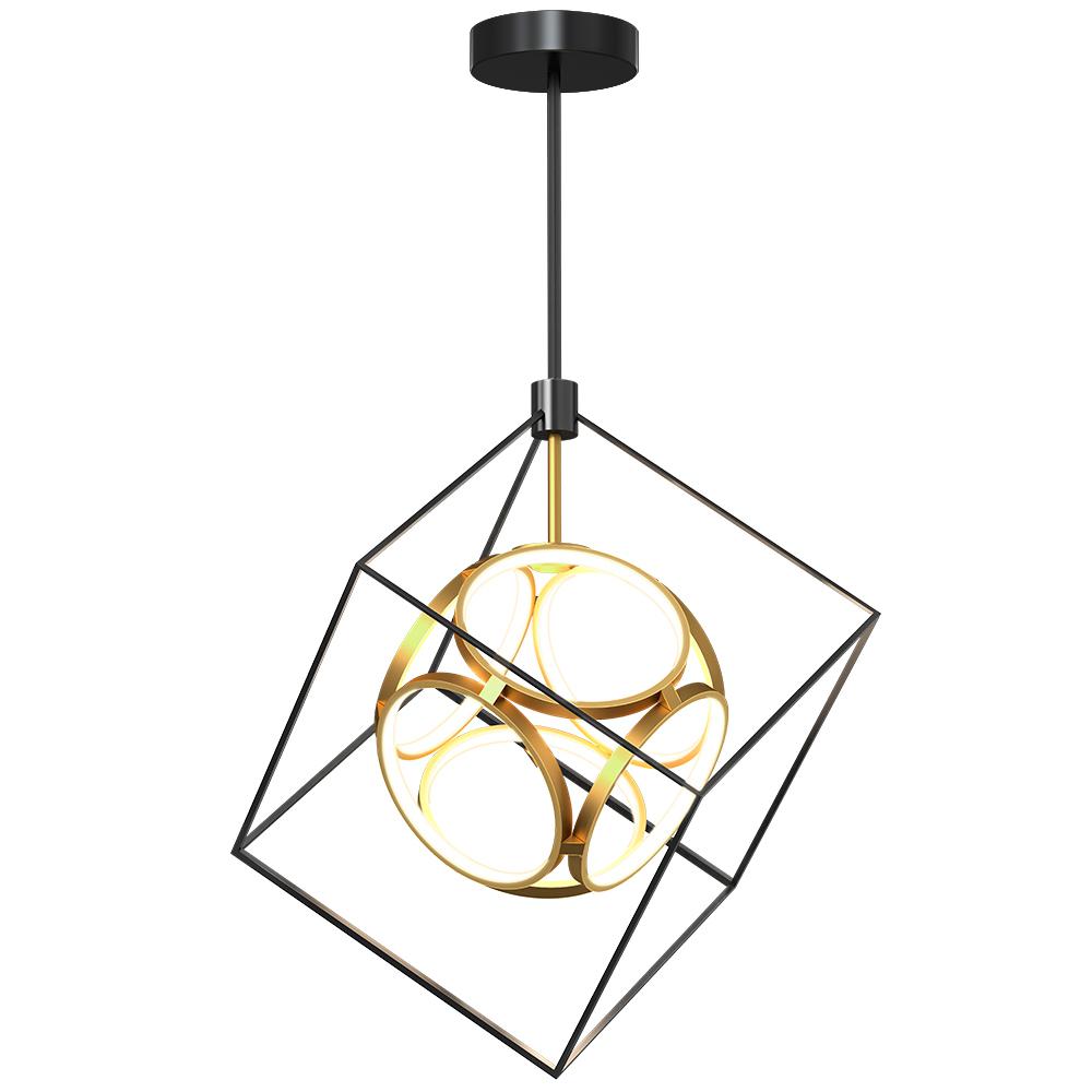 Artika Luxury 29-Watt 1 Light Black and Gold Modern Industrial Integrated LED Pendant Light Fixture for Dining Room or Kitchen