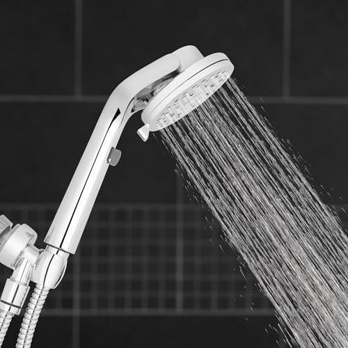 5-Spray Patterns 4.25 in. Single Wall Mount Adjustable Shower Care Handheld Shower Head 1.8 GPM in Chrome