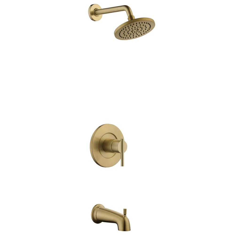 Glacier Bay Dorind Single-Handle 1-Spray Tub and Shower Faucet in Matte Gold (Valve Included)