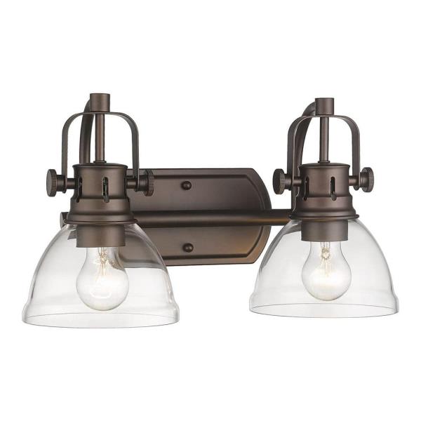 JAZAVA 15.8 in. Indoor 2-Light Oil-Rubbed Bronze Bedroom Powder Room Hallway Vanity Light Wall Sconce Light