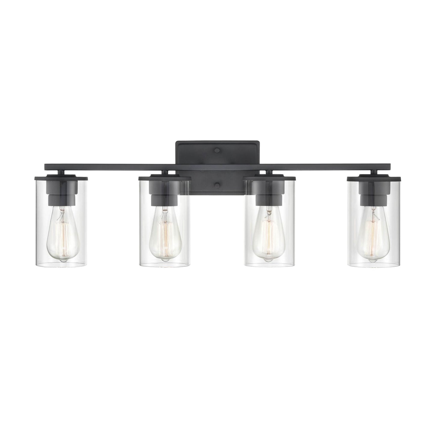 Millennium Lighting Verlana 27.625 in. 4-Light Matte Black Bathroom Vanity Light with Clear Glass Shade