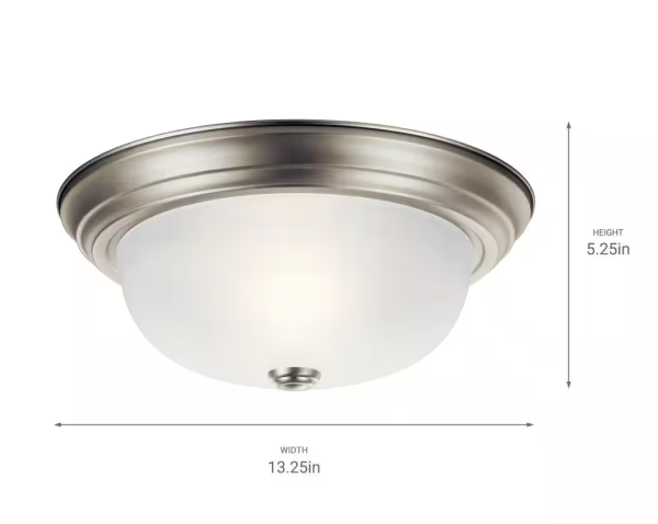 Kichler 13.25 Round Light Brushed Nickel Flush Mount Light with Alabaster Swirl Glass