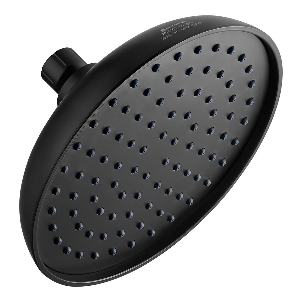 Glacier Bay 1-Spray Patterns with 1.8 GPM 7.4 in. Tub Wall Mount Single Fixed Shower Head in Matte Black