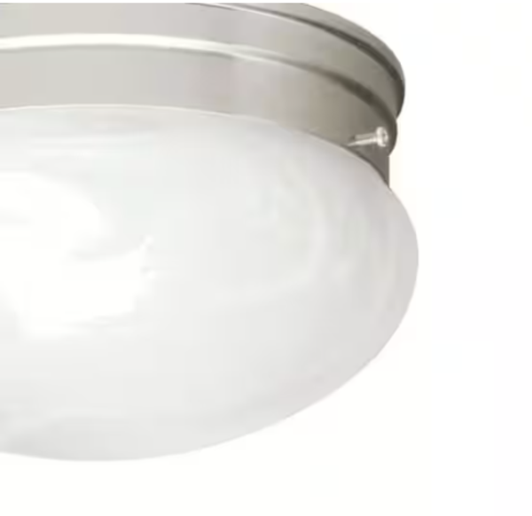 KICHLER Ceiling Space 9.25 in. 2-Light Brushed Nickel Traditional Hallway Flush Mount Ceiling Light with Alabaster Swirl Glass