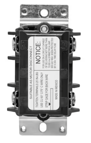40 Amp 600 Volt Industrial Grade Double Pole Single Phase AC Manual Motor Controller Toggle Switch - Black