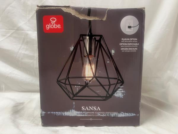 Globe Electric Sansa 1-Light Dark Bronze Plug-in or Hardwire Pendant Lighting 60846