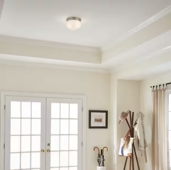 KICHLER Ceiling Space 9.25 in. 2-Light Brushed Nickel Traditional Hallway Flush Mount Ceiling Light with Alabaster Swirl Glass