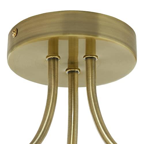 Isla 18 in 3-Light Semi Flush Mount -Brushed Gold with Bell-Shaped Rattan Shades