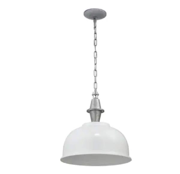Progress Lighting Impress Collection White Industrial dome LED Hanging Pendant Light