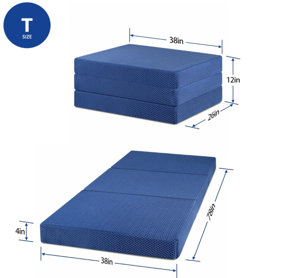 Olee Sleep Memory Foam Topper, Twin, Blue