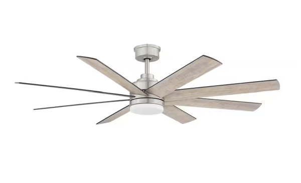 Celene II 62 in. Indoor/Outdoor Brushed Nickel Ceiling Fan w/ White LED & Remote