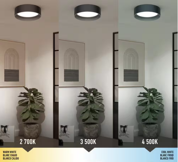 Artika Alton 13 in. 1-Light Modern Black Integrated LED 3 CCT Flush Mount Ceiling Light Fixture for Kitchen or Bedroom