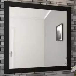 Home Decorators Collection Woodfall 34 in. W x 34 in. H Square Framed Wall Mount Bathroom Vanity Mirror in Midnight Blue