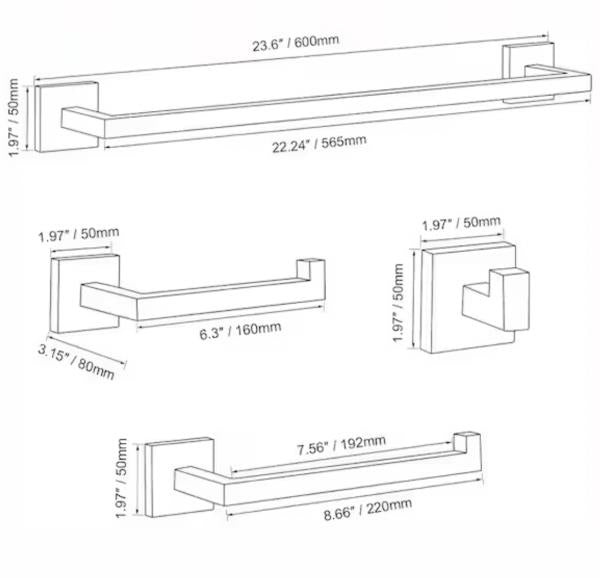 5-Piece Bath Hardware Set with Double Hooks Towel Ring Toilet Paper Holder and 24 in. Towel Bar in Brushed Nickel