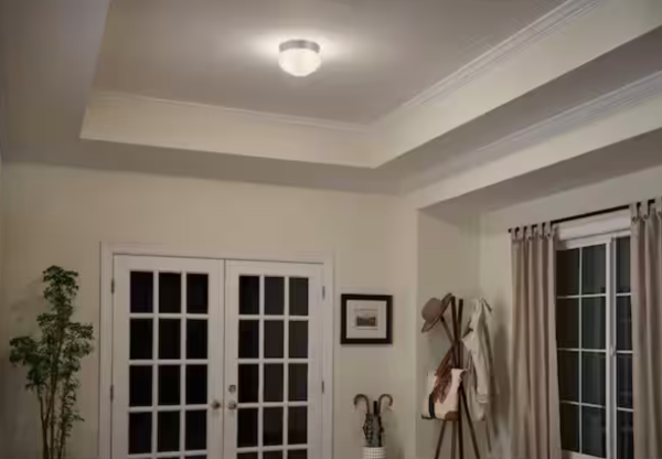 KICHLER Ceiling Space 9.25 in. 2-Light Brushed Nickel Traditional Hallway Flush Mount Ceiling Light with Alabaster Swirl Glass
