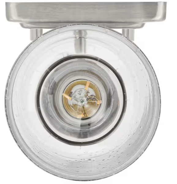 Hampton Bay Evangeline 4.5 in. 1-Light Brushed Nickel Indoor Wall Farmhouse Sconce with Clear Seeded Glass Shade