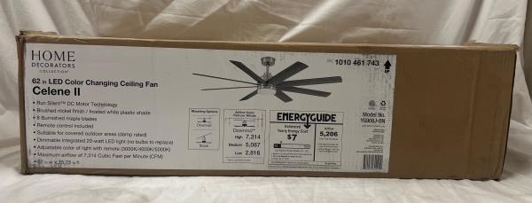 Celene II 62 in. Indoor/Outdoor Brushed Nickel Ceiling Fan w/ White LED & Remote