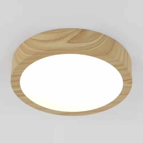 Artika Dryad 10 in. 16 Watt Modern Wood Integrated LED Flush Mount Ceiling Light Fixture for Kitchen or Bedroom