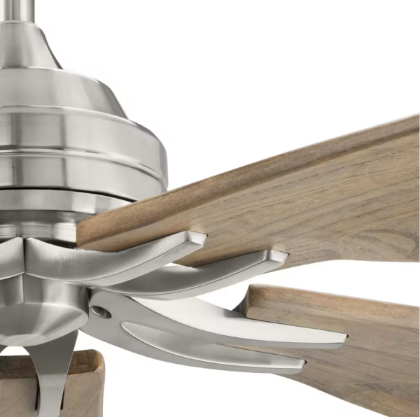 Danetree 72 in. Indoor/Outdoor Brushed Nickel Ceiling Fan with Hand Carved Wood Blades and Remote Control Included