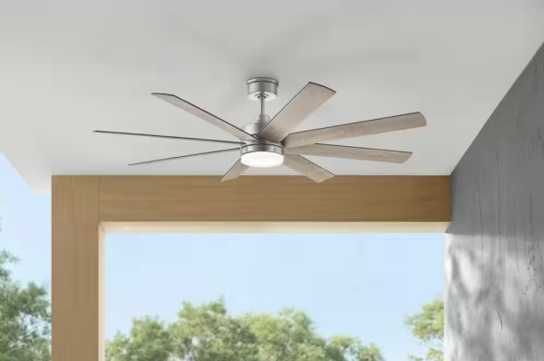 Celene II 62 in. Indoor/Outdoor Brushed Nickel Ceiling Fan w/ White LED & Remote