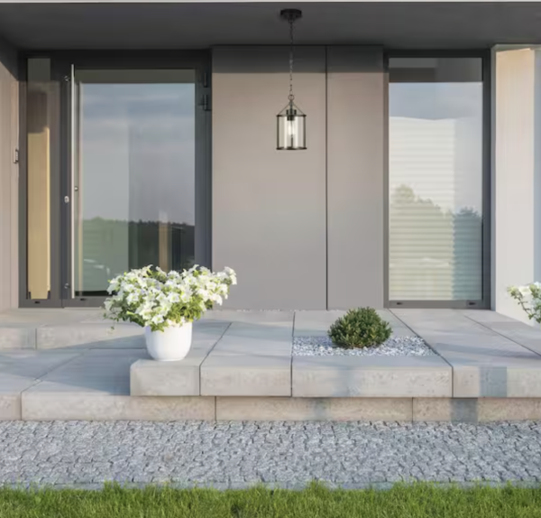 Globe Electric 1-Light Black Outdoor Pendant with Clear Glass Shade Bulb Included 44619