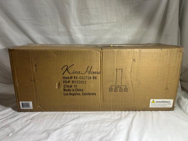 Kira Home Monroe 60-Watt 4-Light Brushed Nickel Modern Island Pendant Light with Clear Hammered Shade