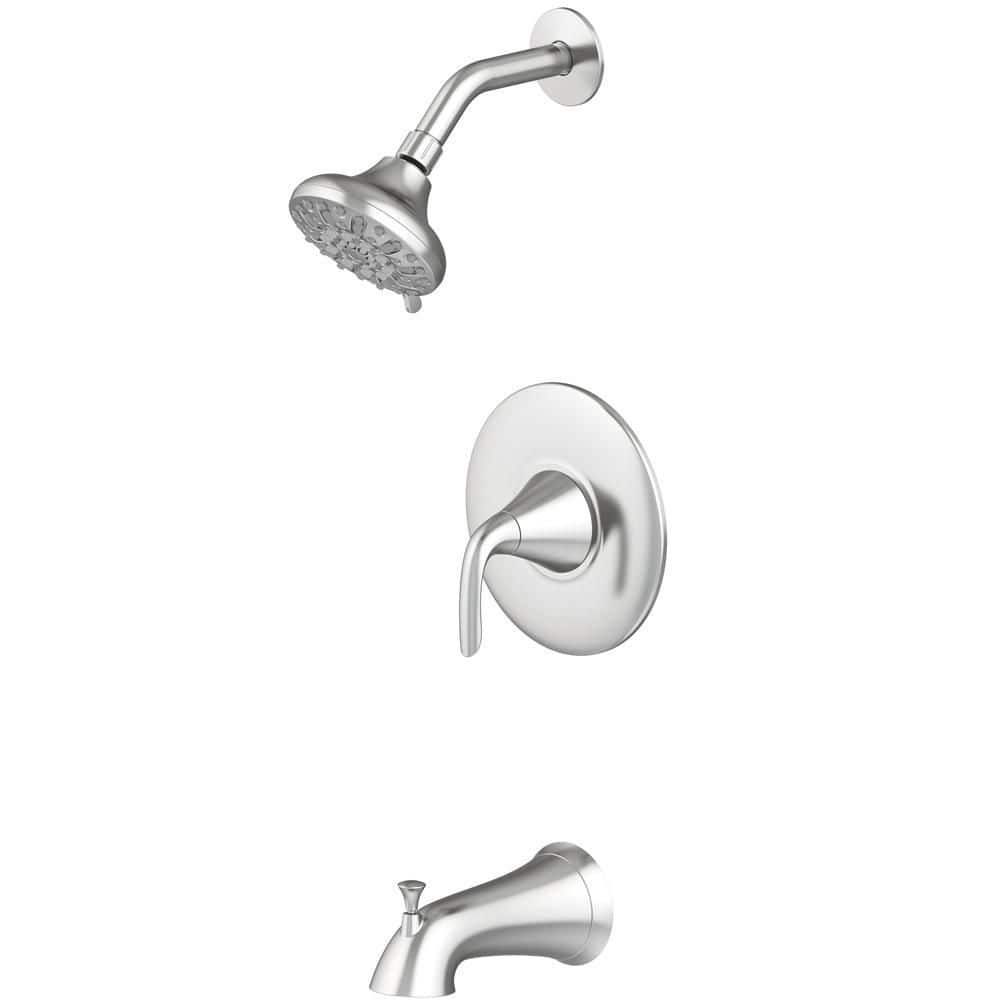 Glacier Bay Irena Single-Handle 6-Spray Tub and Shower Faucet in Brushed Nickel (Valve Included)