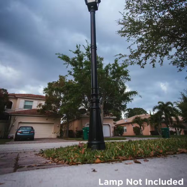 GAMA SONIC Imperial Cast Aluminum 79 in. Outdoor Weather Resistant Black Decorative Post Light Lamp Pole with 3 in. Fitter