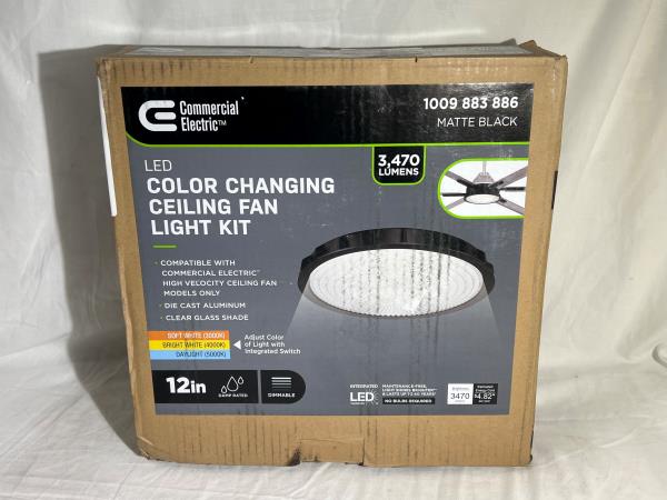 Commercial Electric 3470 Lumen Matte Black Ceiling Fan Integrated Light Kit