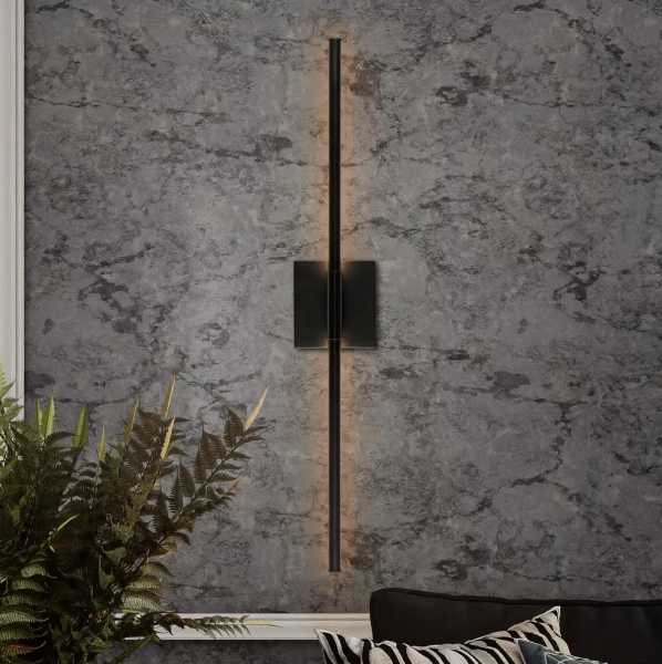 Makena 28 in. 1-Light Black Metal Dimmable Integrated LED Metal Wall Sconce