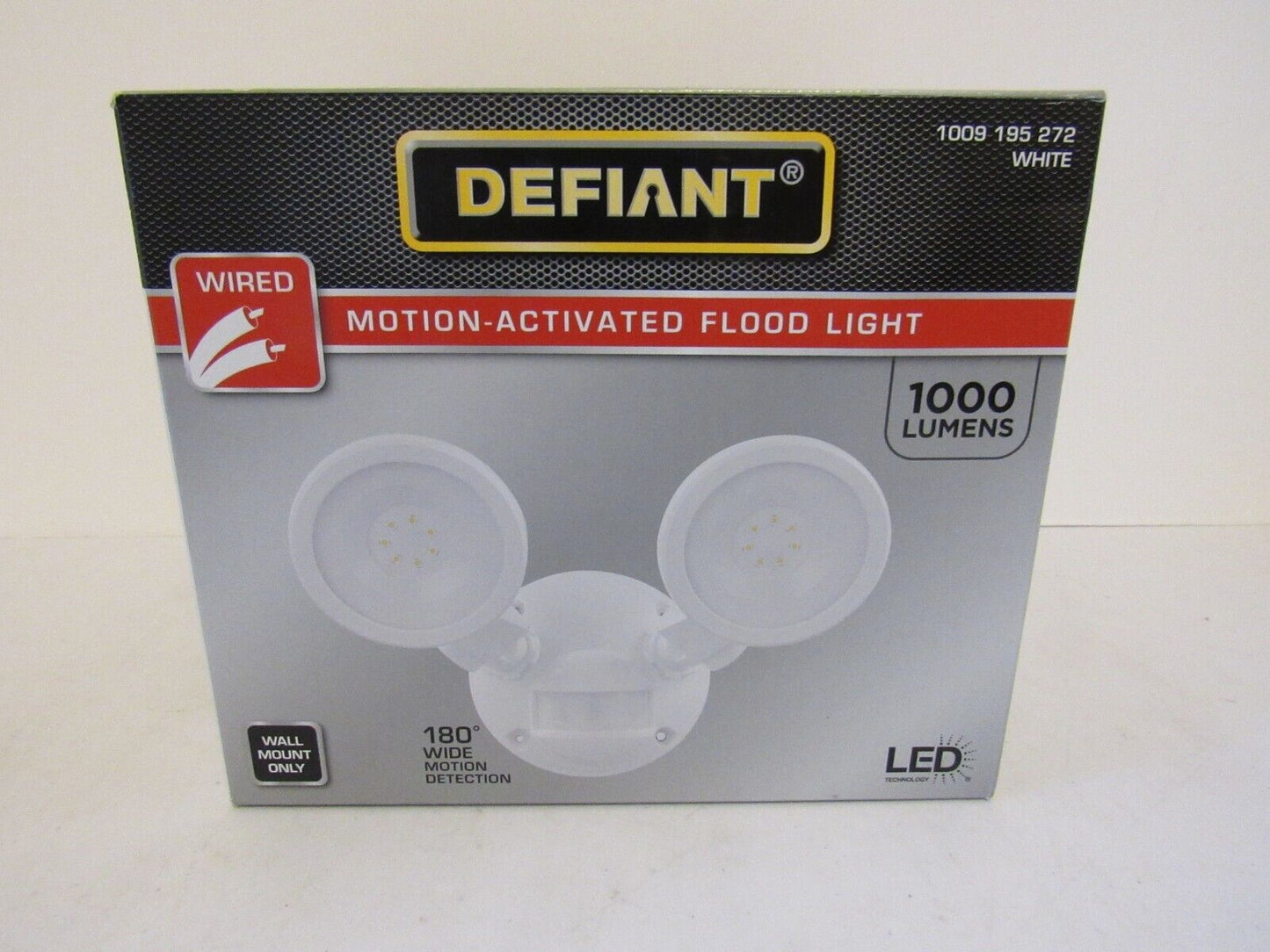 Defiant 180-Degree White Motion Activated Wired Outdoor 2-Head Dusk-to-Dawn LED Security Flood Light 1000 Lumens