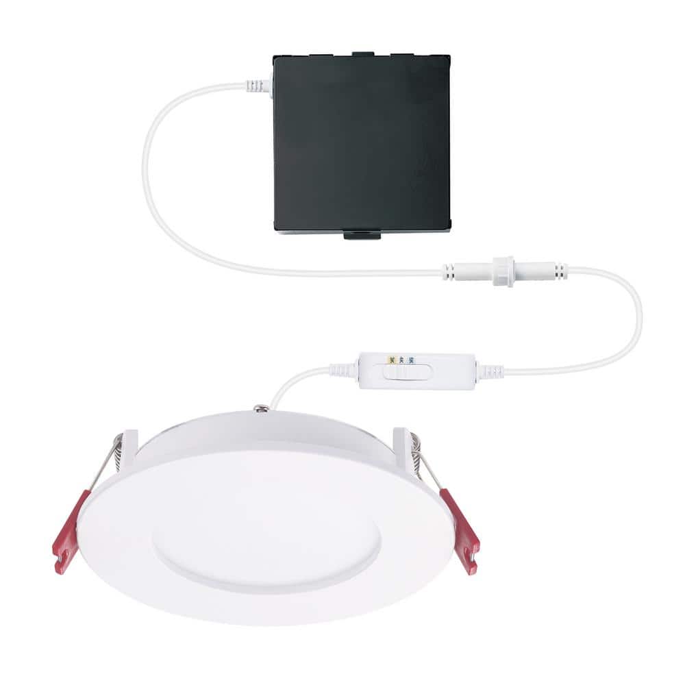 Commercial Electric 4 in. LED Slim 3 CCT Canless - White