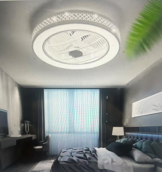 OUKANING 21.6 in. Integrated LED Indoor White Smart Enclosed Ceiling Fan with Remote
